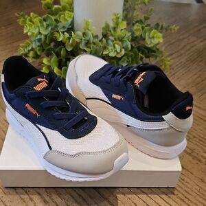 Puma Slip On Sneakers NWOT Size 3  Navy, White, and Orange